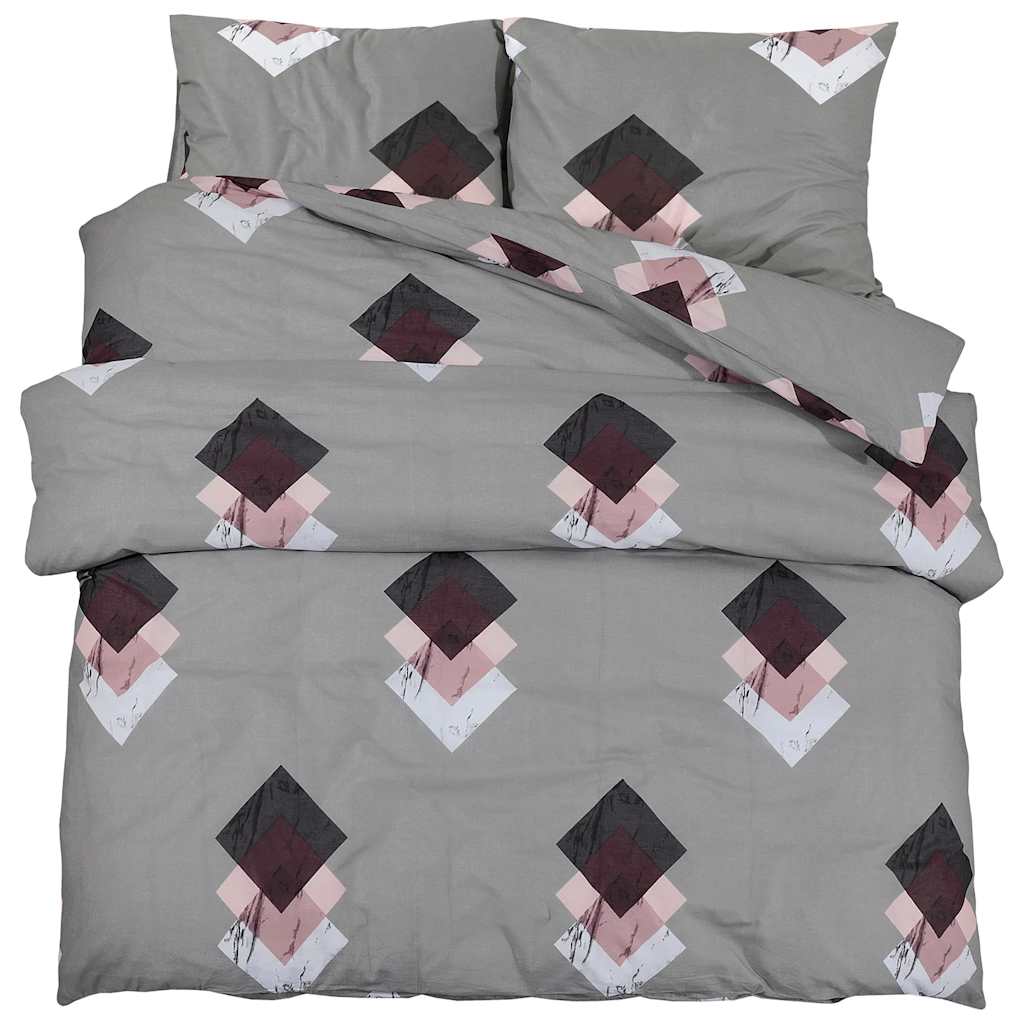 Duvet Cover Set Grey 260x240 cm Cotton