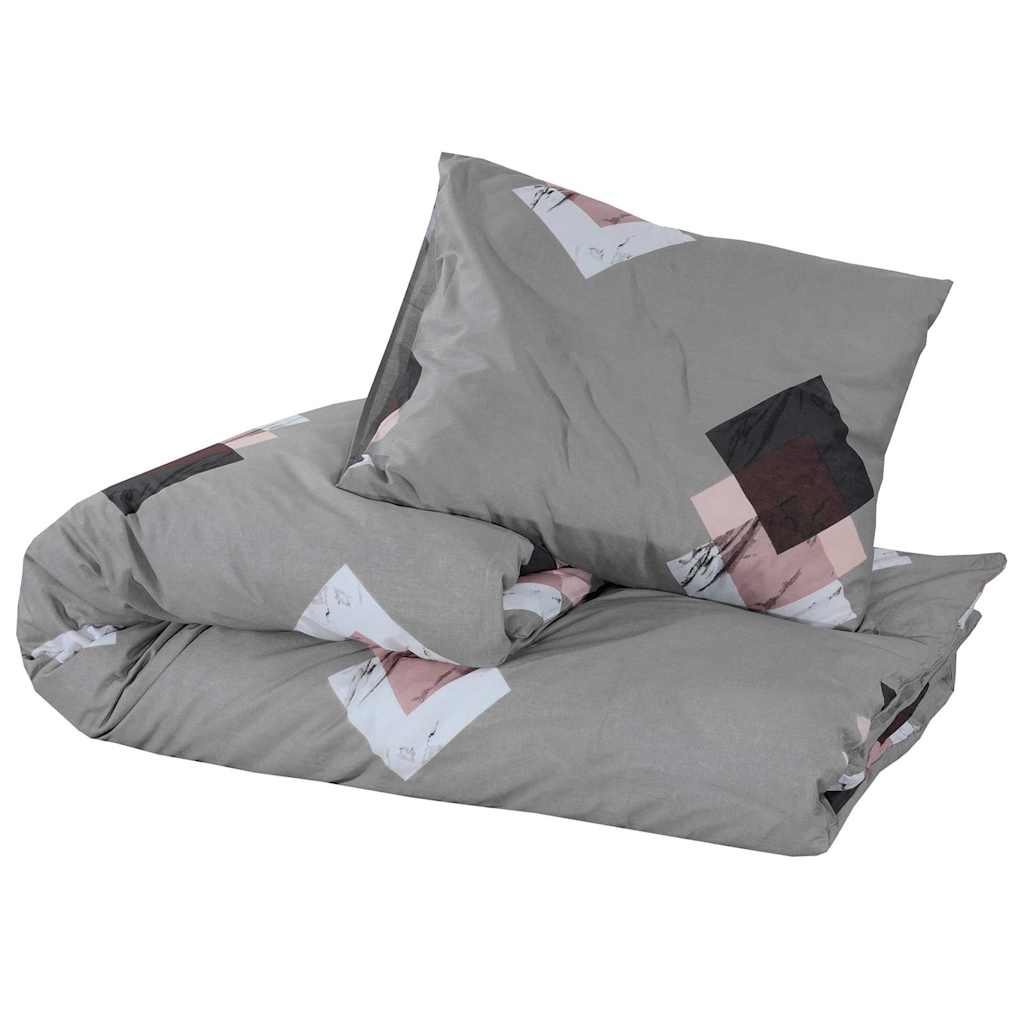 Duvet Cover Set Grey 225x220 cm Cotton