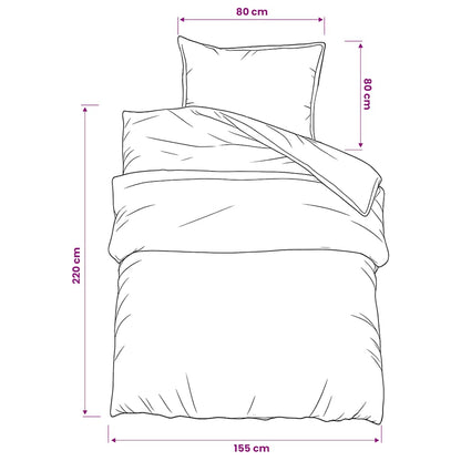 Duvet Cover Set Dark Grey 155x220 cm Cotton