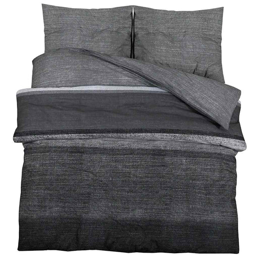 Duvet Cover Set Dark Grey and Black 140x200 cm Cotton