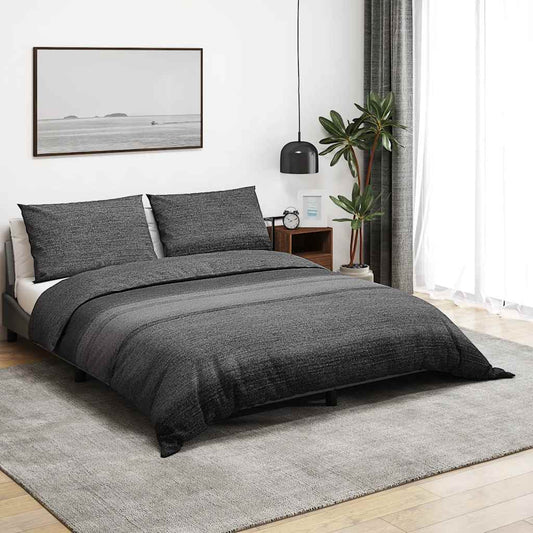 Duvet Cover Set Dark Grey and Black 140x200 cm Cotton