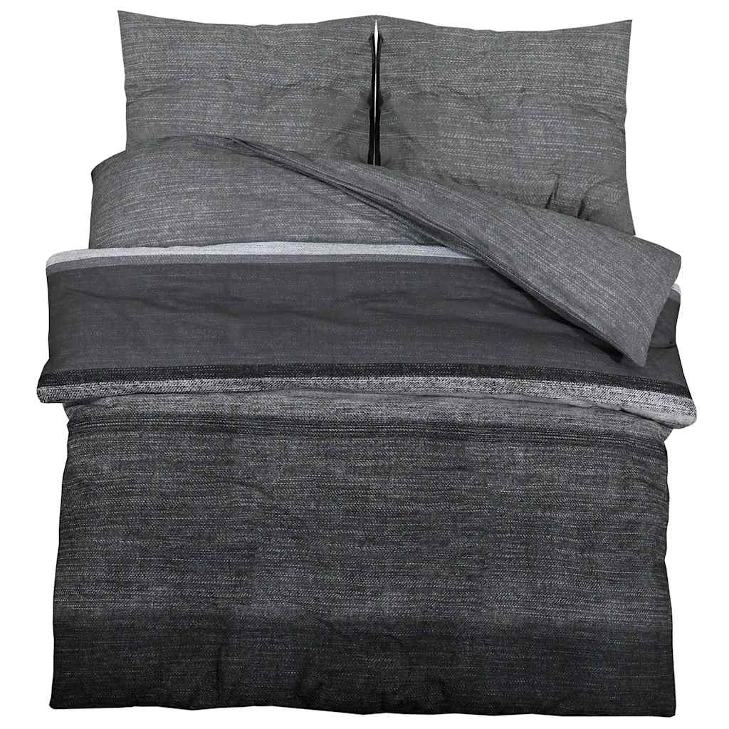 Duvet Cover Set Dark Grey 200x200 cm Cotton