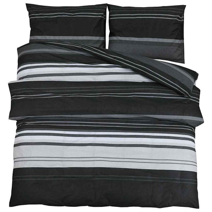 Duvet Cover Set Black and White 155x220 cm Cotton