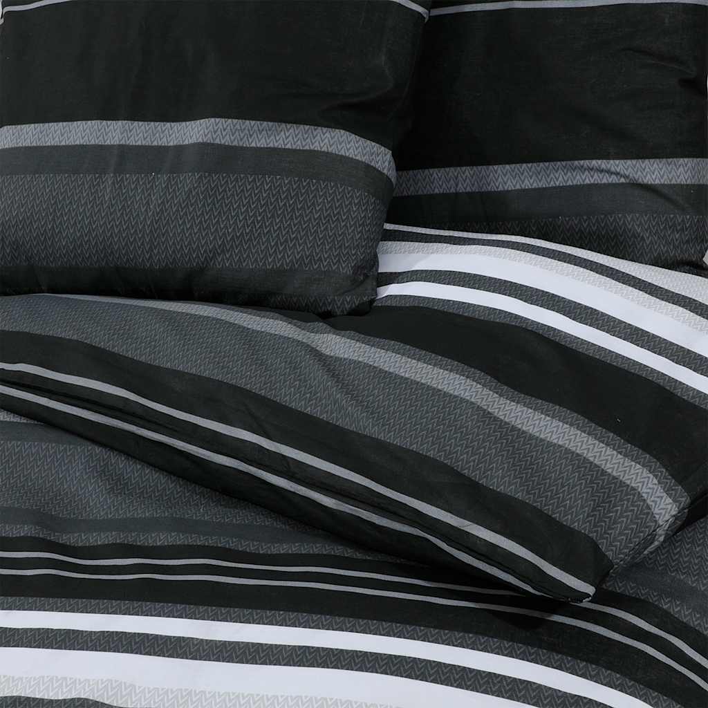 Duvet Cover Set Black and White 155x220 cm Cotton