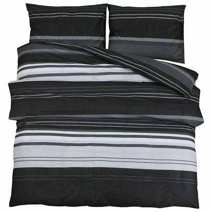 Duvet Cover Set Black and White 260x220 cm Cotton
