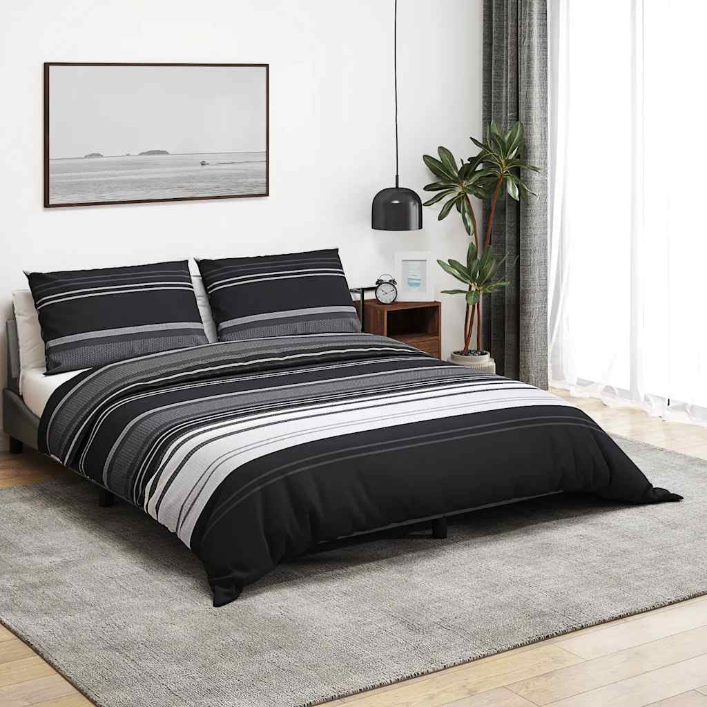 Duvet Cover Set Black and White 260x220 cm Cotton