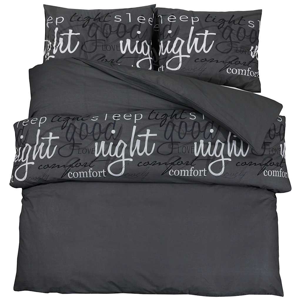 Duvet Cover Set Black 240x220 cm Cotton