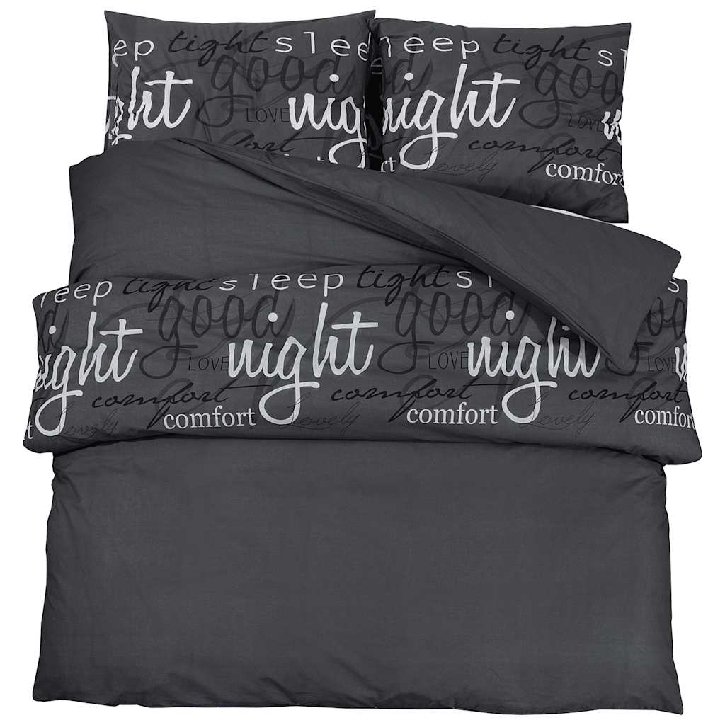 Duvet Cover Set Black 220x240 cm Cotton