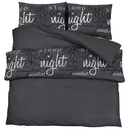Duvet Cover Set Black 155x220 cm Cotton