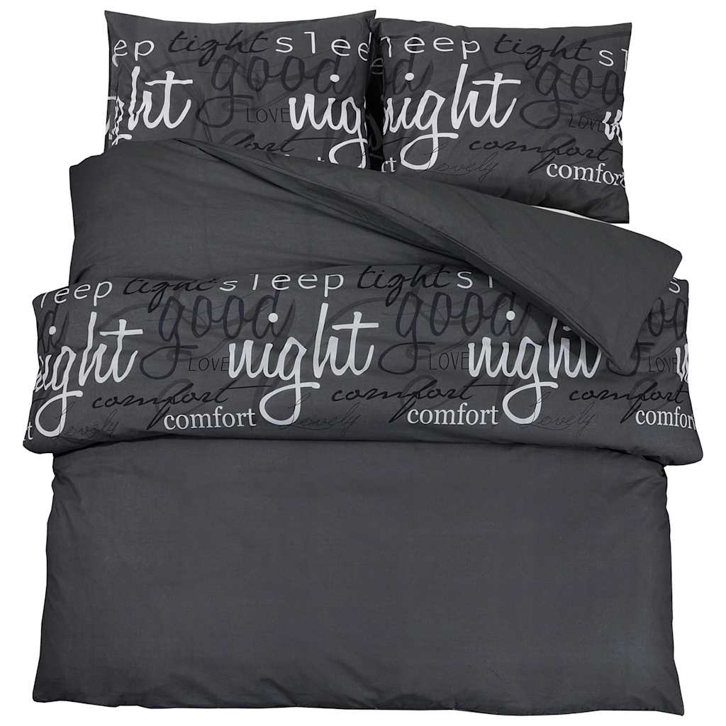 Duvet Cover Set Black 260x220 cm Cotton