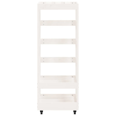 Log Holder with Wheels White 40x49x110 cm Solid Wood Pine