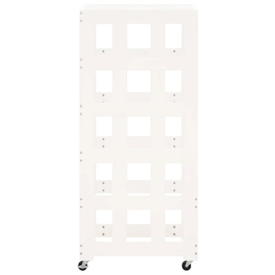 Log Holder with Wheels White 40x49x110 cm Solid Wood Pine