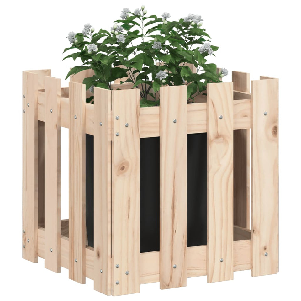 Garden Planter with Fence Design 40x40x40 cm Solid Wood Pine