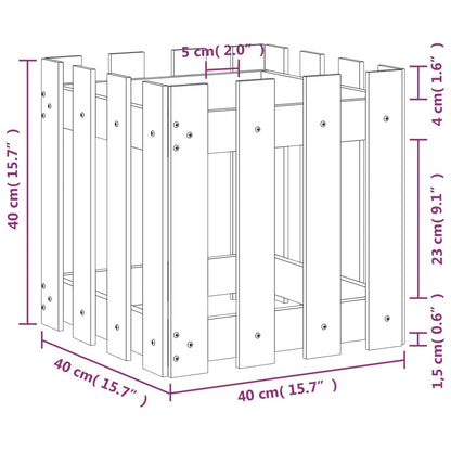 Garden Planter with Fence Design White 40x40x40 cm Solid Wood Pine