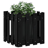 Garden Planter with Fence Design Black 40x40x40 cm Solid Wood Pine