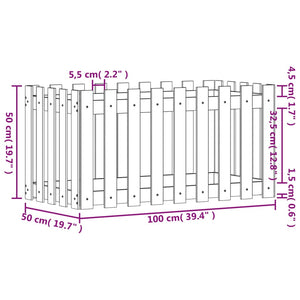 Garden Raised Bed with Fence Design 100x50x50 cm Solid Wood Douglas