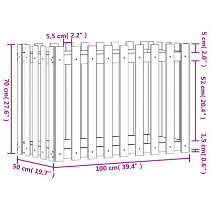 Garden Raised Bed with Fence Design 100x50x70 cm Solid Wood Douglas