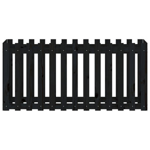 Garden Raised Bed with Fence Design Black 150x50x70 cm Solid Wood Pine