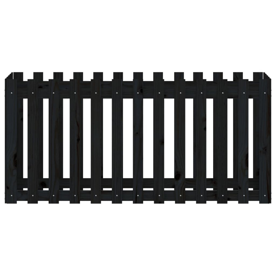 Garden Raised Bed with Fence Design Black 150x50x70 cm Solid Wood Pine