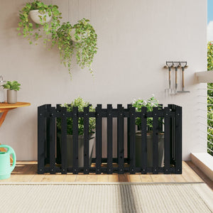 Garden Raised Bed with Fence Design Black 150x50x70 cm Solid Wood Pine