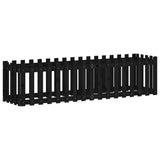 Garden Raised Bed with Fence Design Black 200x50x50 cm Solid Wood Pine