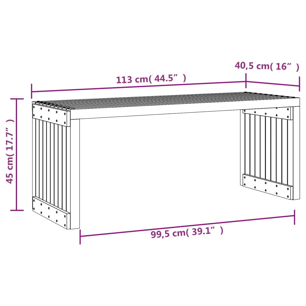 Garden Bench | White | Solid pine wood | Large | Extendable