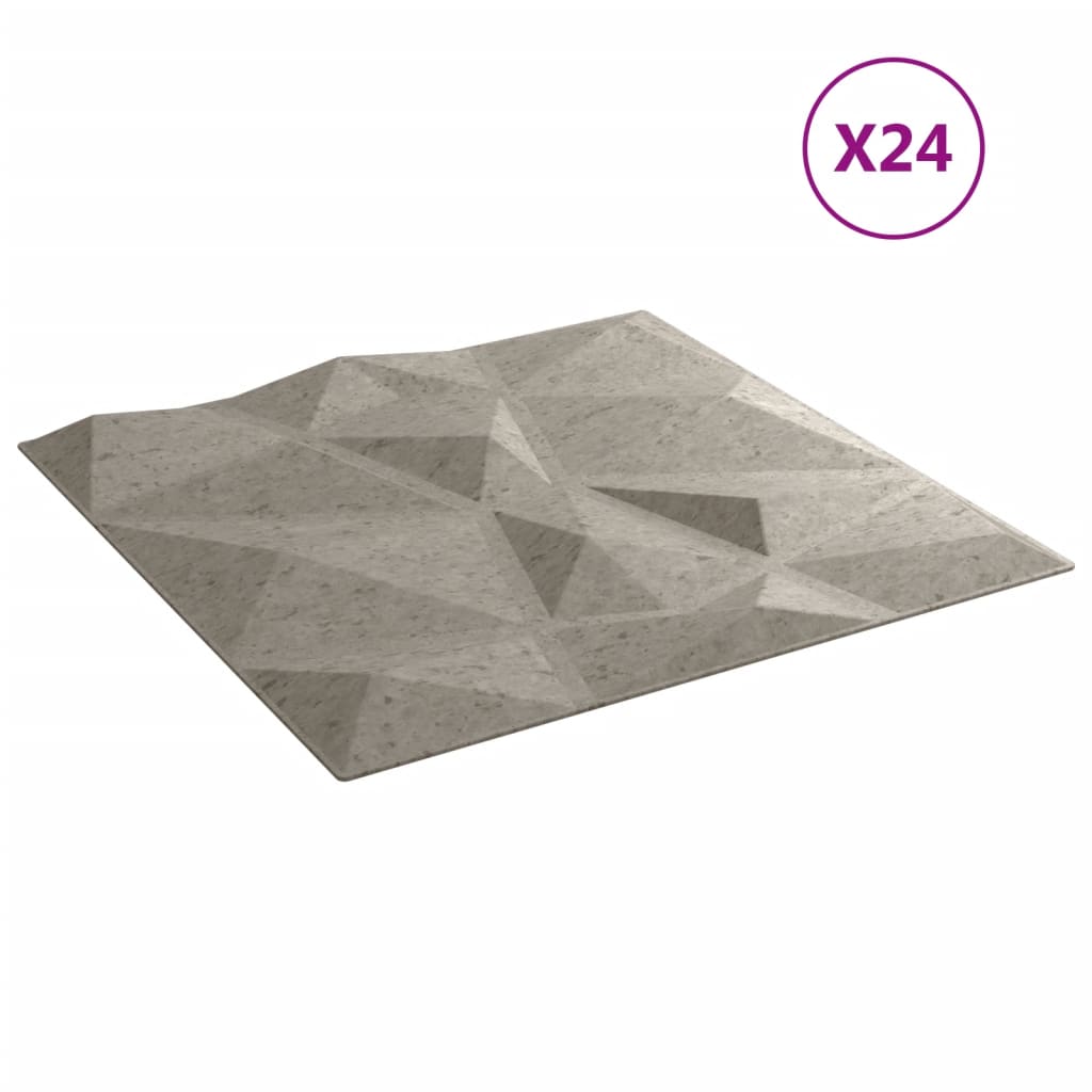 Wall Panels 24 pcs Concrete Grey 50x50 cm XPS 6 m² Diamond