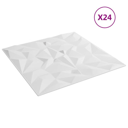 Wall Panels 24 pcs White 50x50 cm XPS 6 m² Amethyst