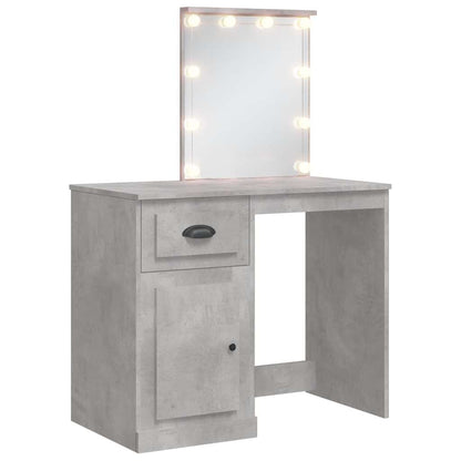 Dressing Table with LED Lights Concrete Grey 90x42x132.5 cm