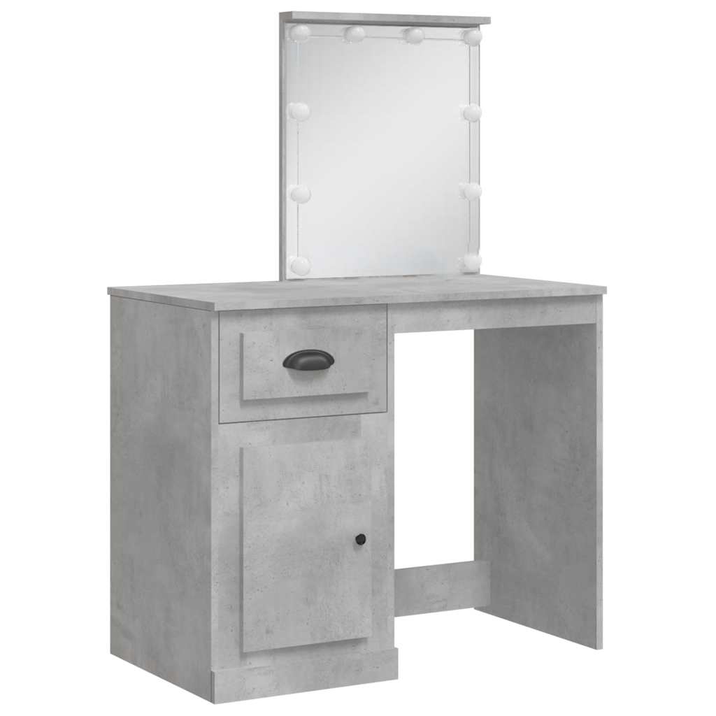 Dressing Table with LED Lights Concrete Grey 90x42x132.5 cm