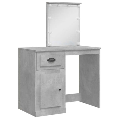 Dressing Table with LED Lights Concrete Grey 90x42x132.5 cm
