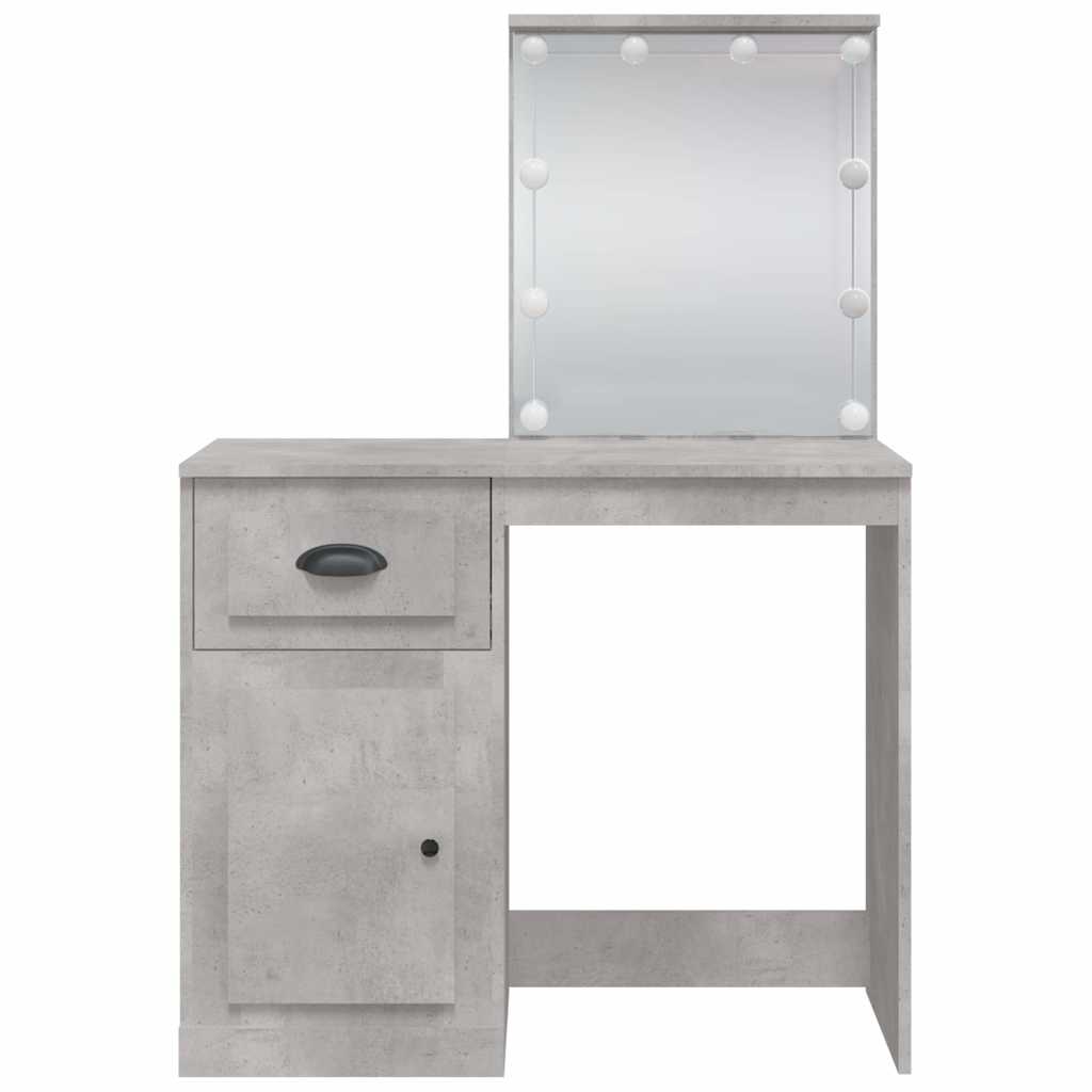 Dressing Table with LED Lights Concrete Grey 90x42x132.5 cm