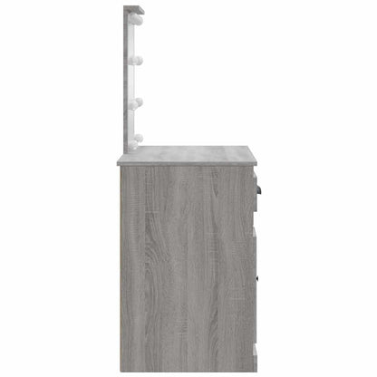 Dressing Table with LED Lights Grey Sonoma 90x42x132.5 cm