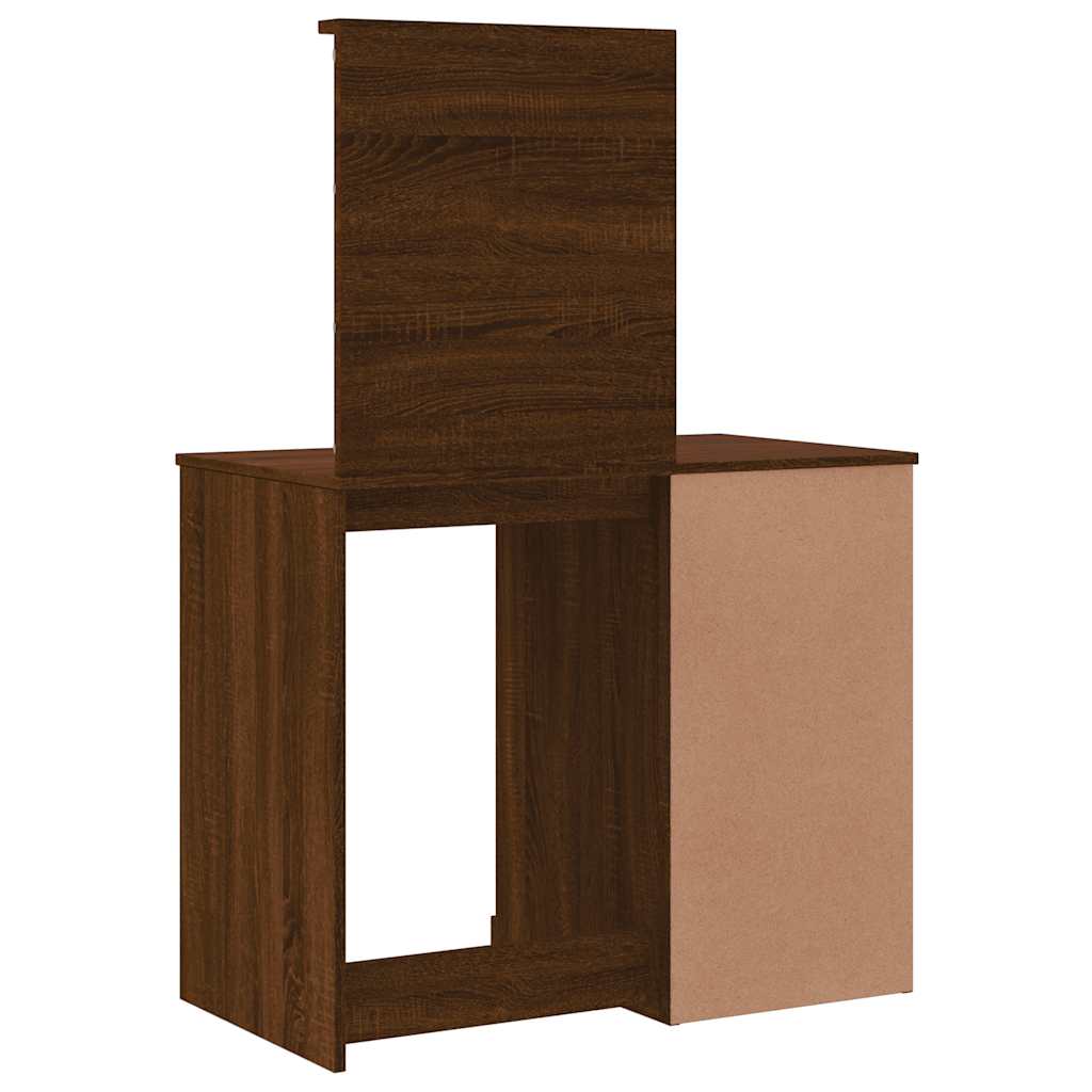 Dressing Table with LED Lights Brown Oak 90x42x132.5 cm