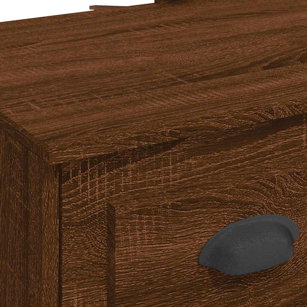 Dressing Table with LED Lights Brown Oak 90x42x132.5 cm