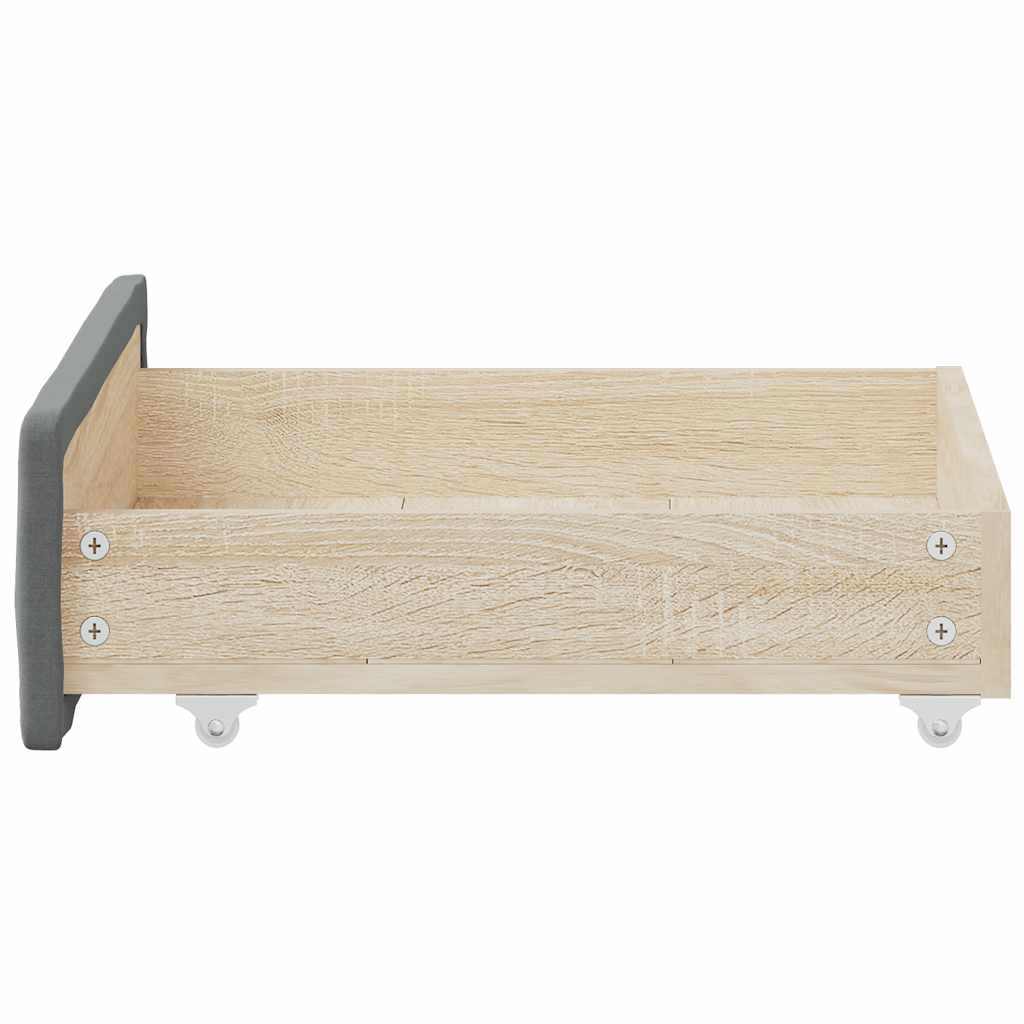 Bed Storage Drawers 2 pcs Dark Grey Engineered Wood and Fabric
