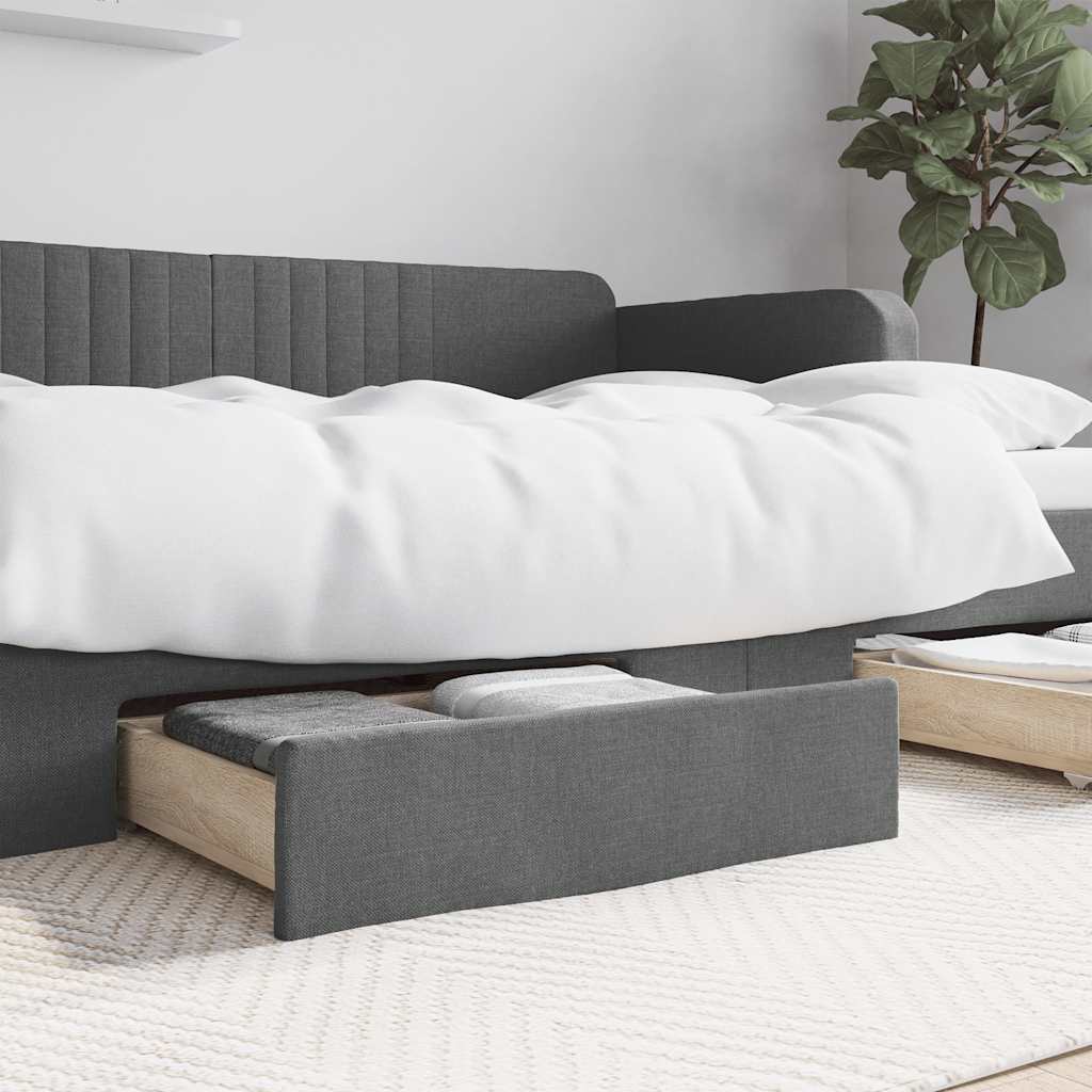Bed Storage Drawers 2 pcs Dark Grey Engineered Wood and Fabric
