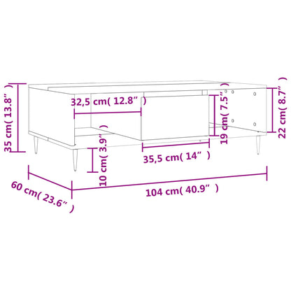 Coffee Table High Gloss White 104x60x35 cm Engineered Wood