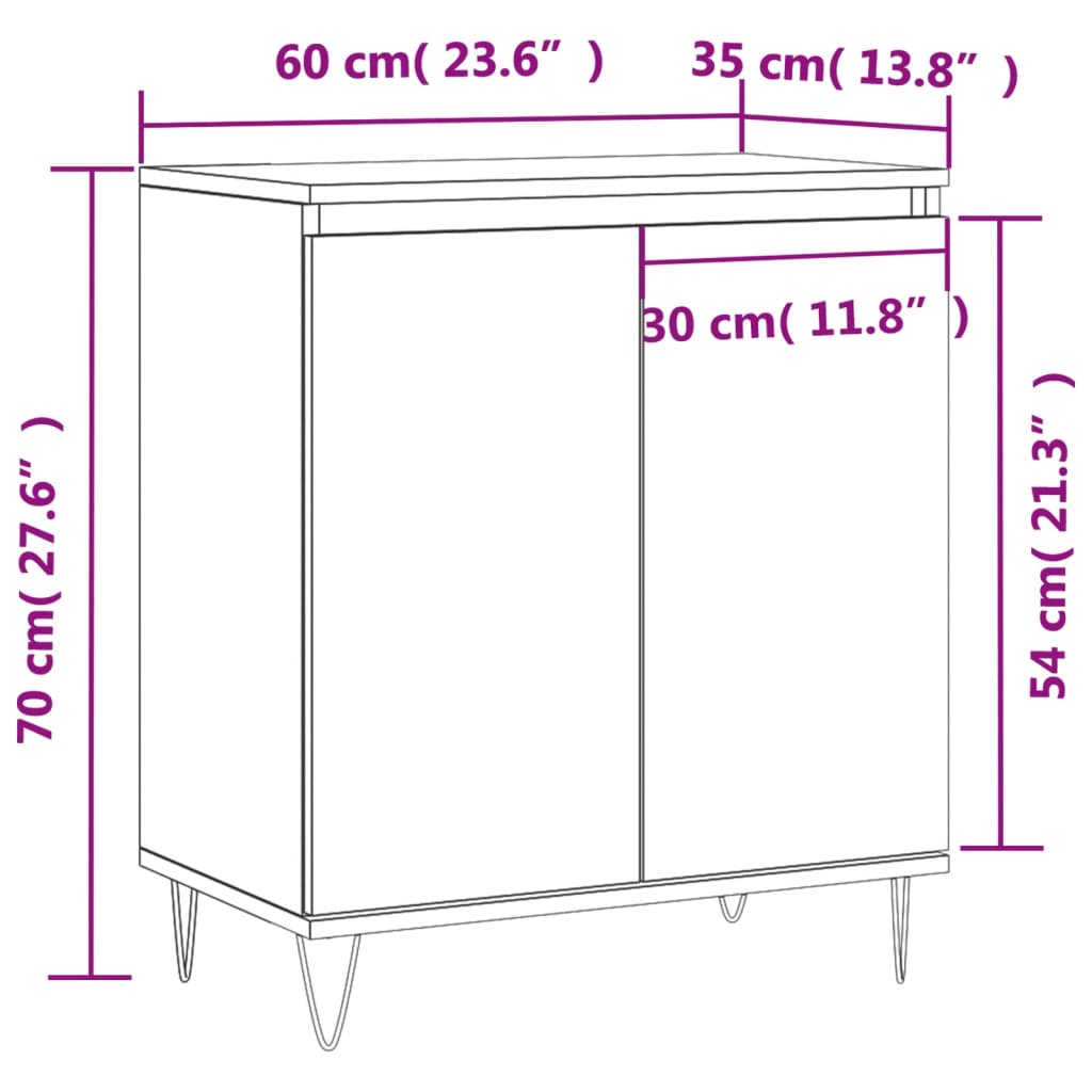 Sideboard White 60x35x70 cm Engineered Wood