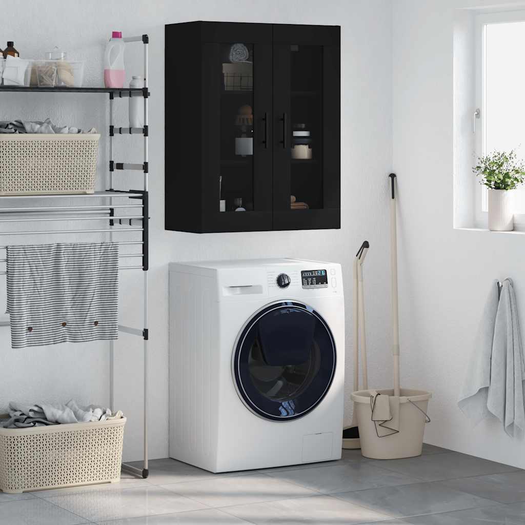 Wall Mounted Cabinet Black 69.5x34x90 cm