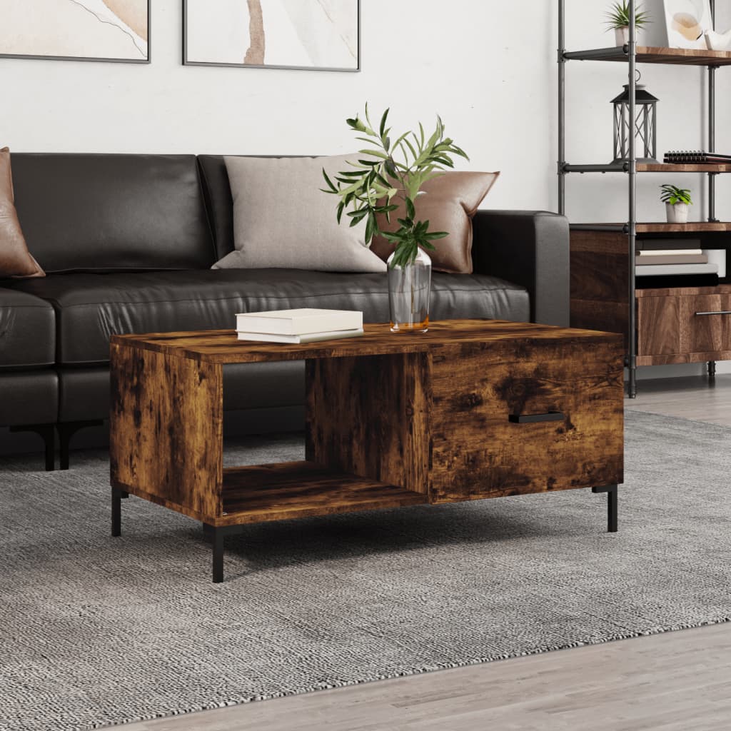 Coffee Table Smoked Oak 90x50x40 cm Engineered Wood