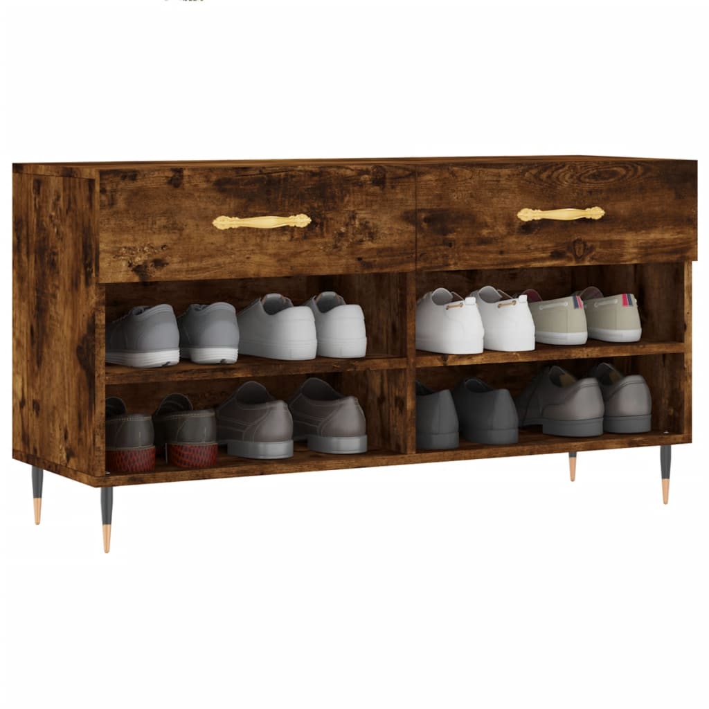 Shoe Bench Smoked Oak 102x35x55 cm Engineered Wood