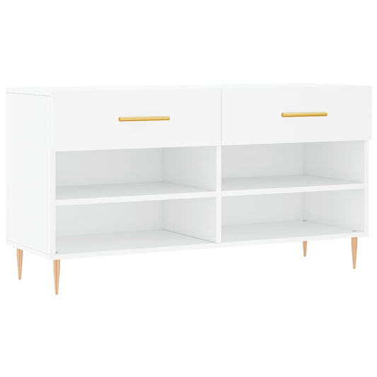 Shoe Bench White 102x35x55 cm Engineered Wood