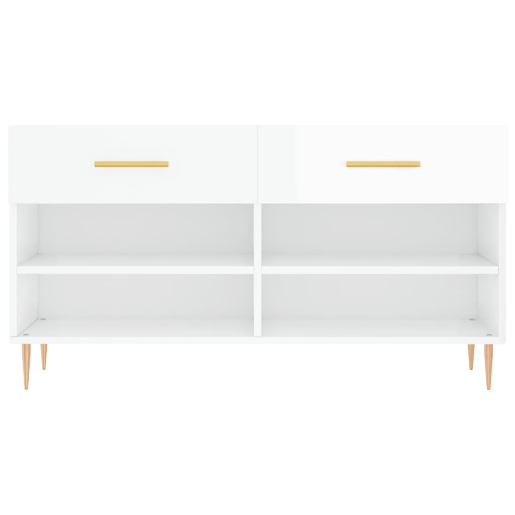 Shoe Bench High Gloss White 102x35x55 cm Engineered Wood
