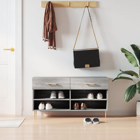 Shoe Bench Grey Sonoma 102x35x55 cm Engineered Wood