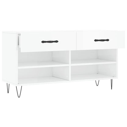 Shoe Bench High Gloss White 102x35x55 cm Engineered Wood
