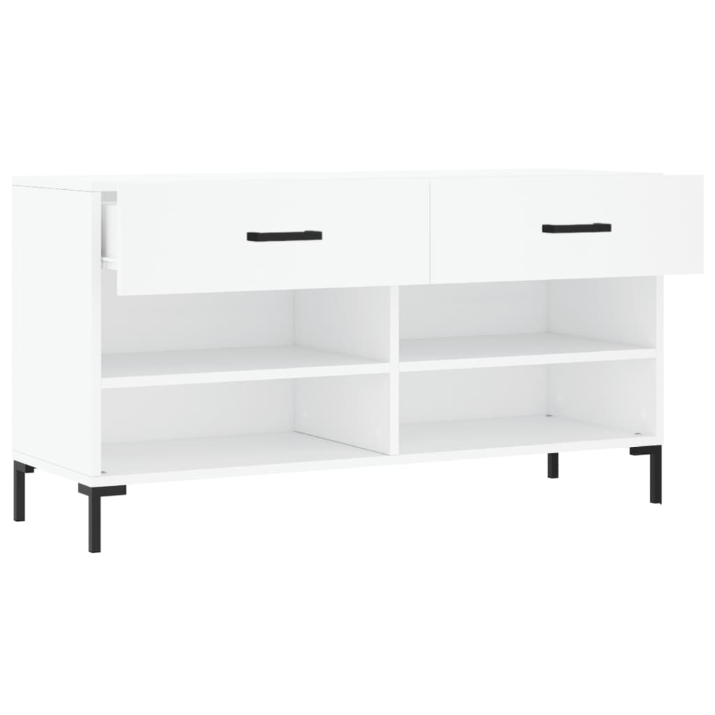 Shoe Bench White 102x35x55 cm Engineered Wood