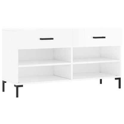 Shoe Bench High Gloss White 102x35x55 cm Engineered Wood
