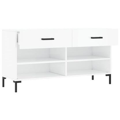 Shoe Bench High Gloss White 102x35x55 cm Engineered Wood