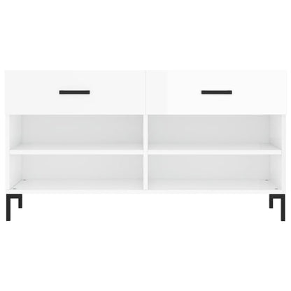 Shoe Bench High Gloss White 102x35x55 cm Engineered Wood